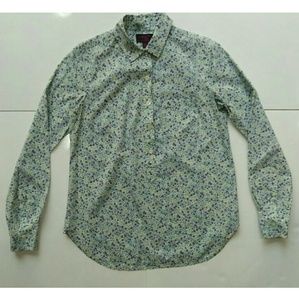 J Crew Liberty Art Fabric Shirt Floral Sz 00 Blue